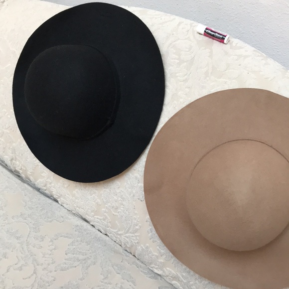 100% Wool Wide Brim Wool Hats - Lot of 2 (Camel & Black) - Picture 2 of 6